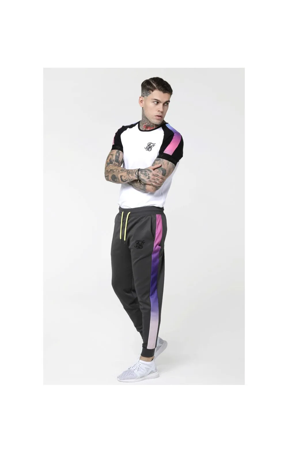 SikSilk S/S Raglan Panel Fade Tech Tee - White sold by Siksilk product image thumbnail 3