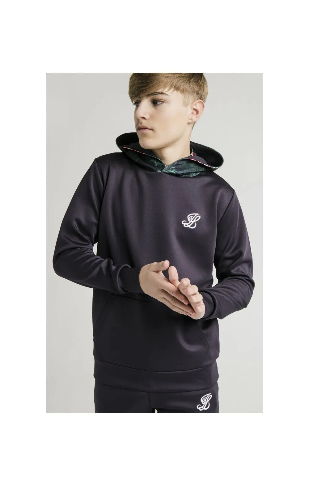 Illusive London Overhead Contrast Hoodie - Navy & Floral sold by Siksilk