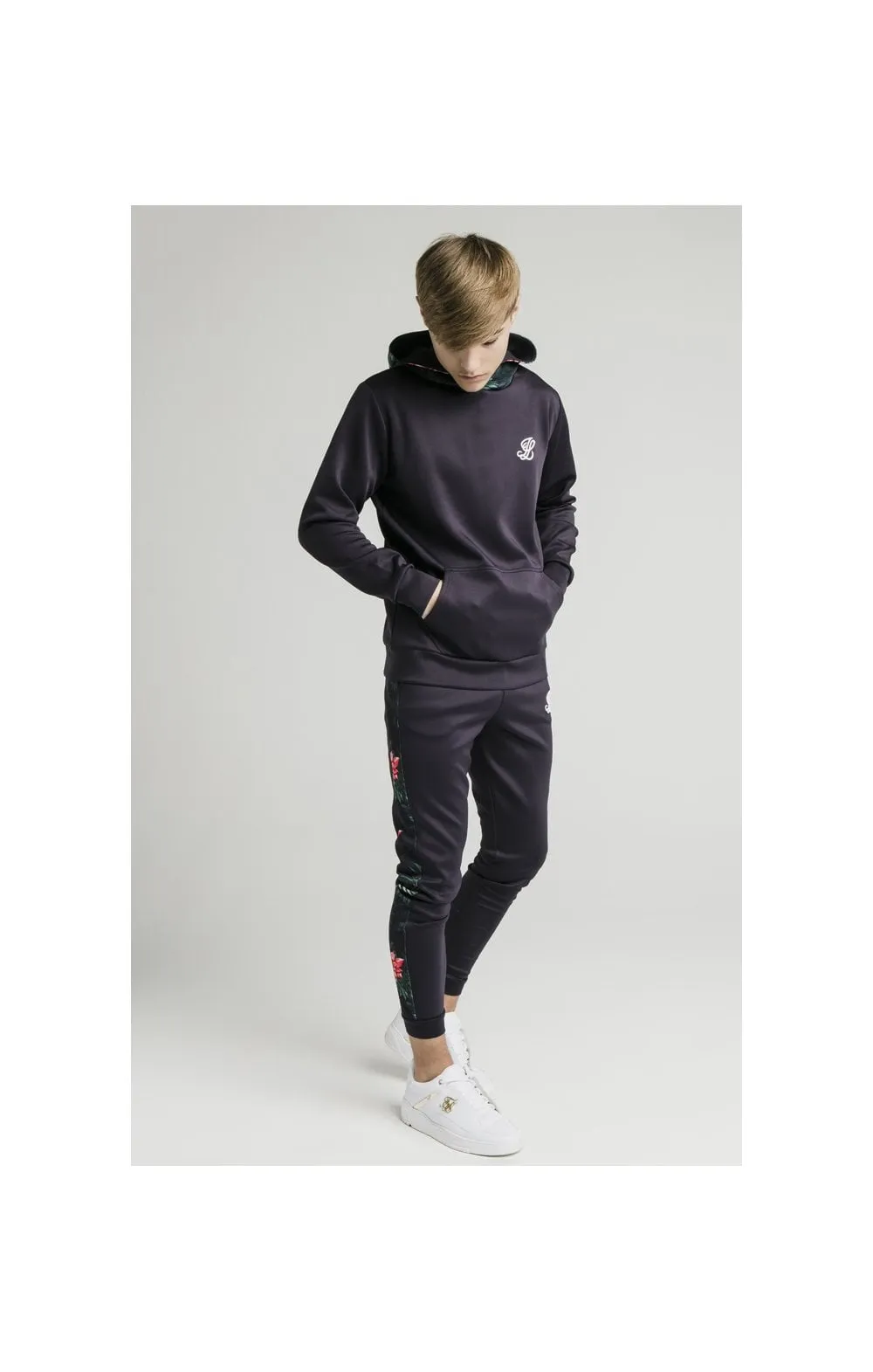 Illusive London Overhead Contrast Hoodie - Navy & Floral sold by Siksilk product image thumbnail 5