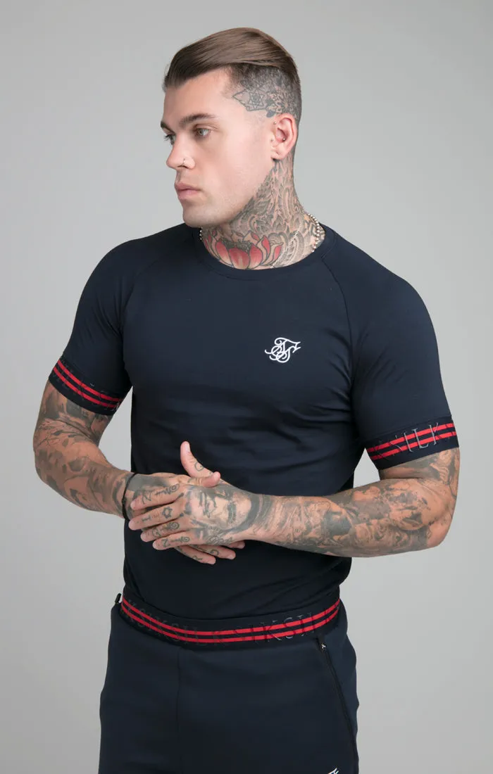 Navy Elastic Cuff T-Shirt sold by Siksilk