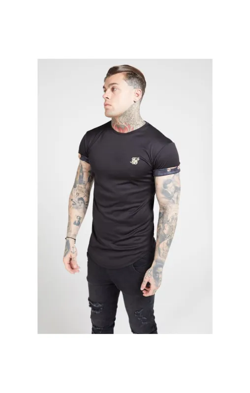 SikSilk S/S Roll Sleeve Tee – Black & Floral Animal sold by Siksilk