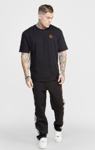 Black Open Cuff Track Pant W Gothic Taping sold by Siksilk