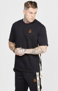 Black Open Cuff Track Pant W Gothic Taping sold by Siksilk