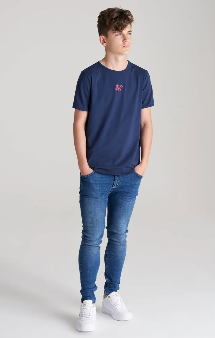 Boys Navy Back Print Scoop Hem T-Shirt sold by Siksilk product image thumbnail 5