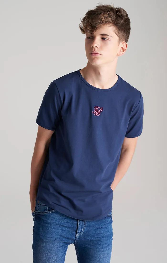 Boys Navy Back Print Scoop Hem T-Shirt sold by Siksilk product image thumbnail 2