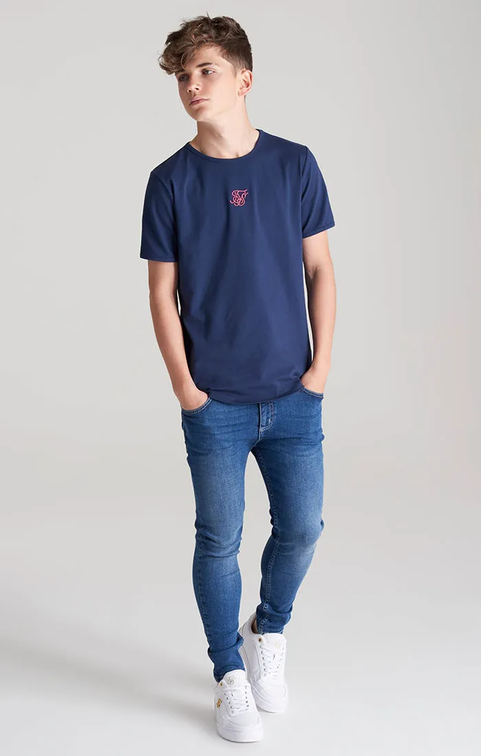 Boys Navy Back Print Scoop Hem T-Shirt sold by Siksilk product image thumbnail 4