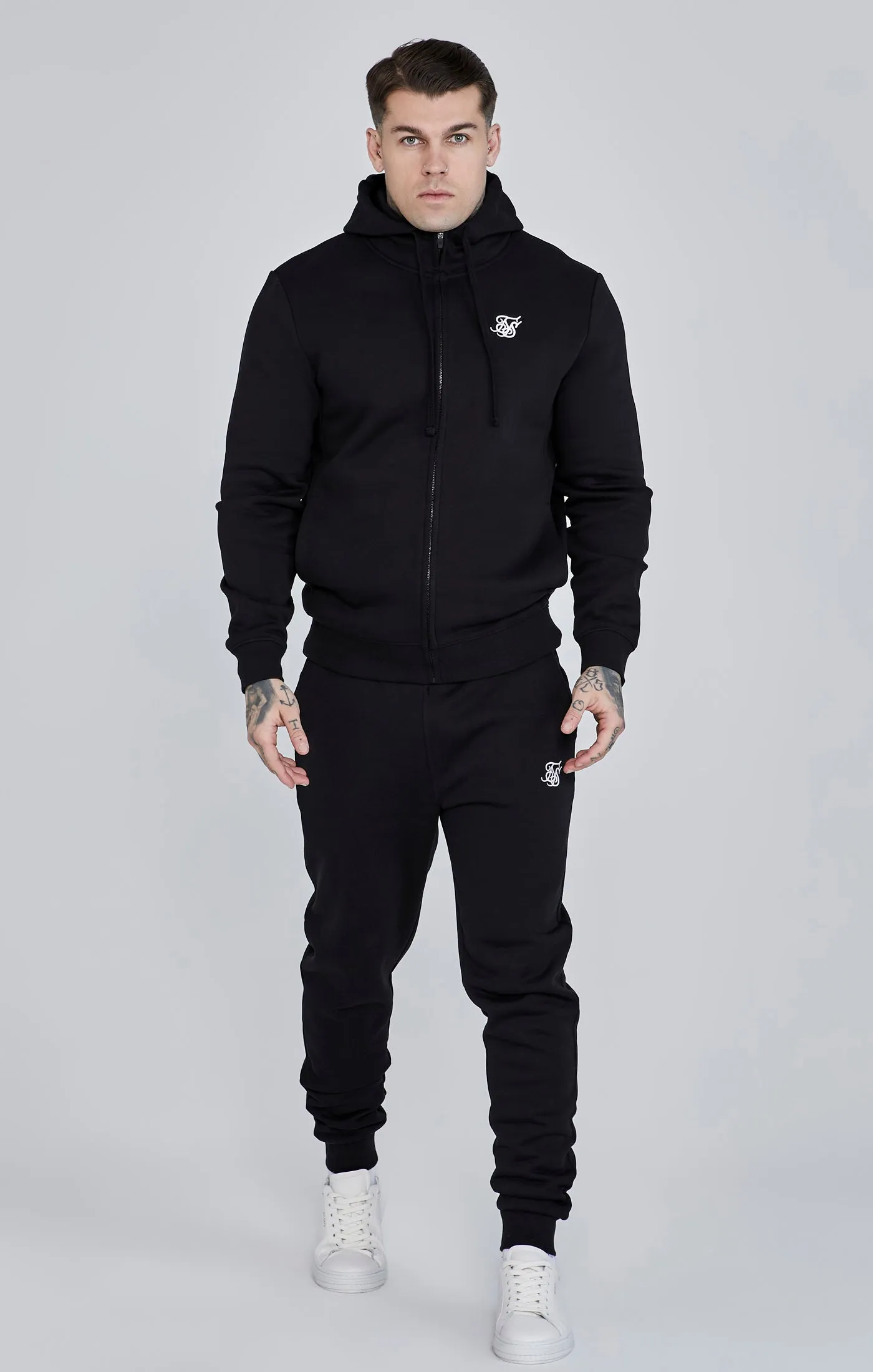 Black Essential Zip Through Funnel Hoodie sold by Siksilk product image thumbnail 2