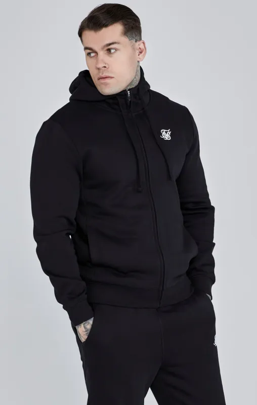 Black Essential Zip Through Funnel Hoodie sold by Siksilk