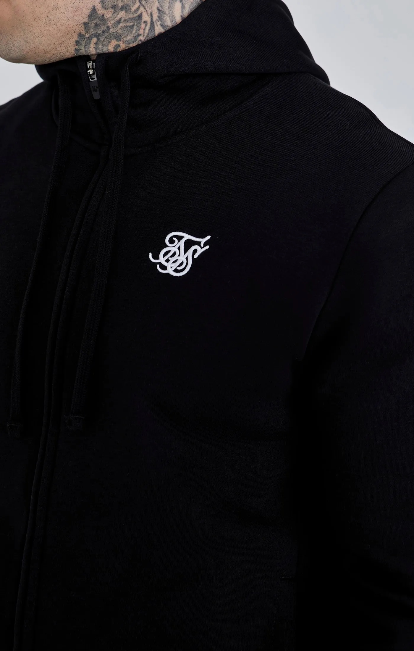 Black Essential Zip Through Funnel Hoodie sold by Siksilk product image thumbnail 3