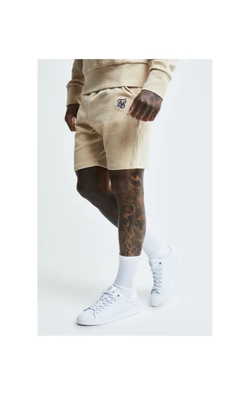SikSilk Allure Corduroy Shorts - Beige sold by Siksilk