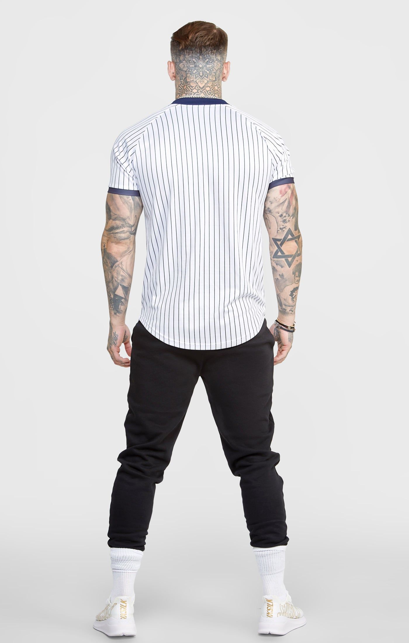 White Bomber Neck Baseball Shirt sold by Siksilk product image thumbnail 5