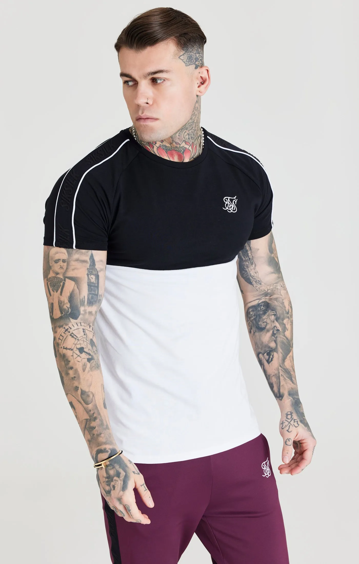 SikSilk Taped Square Hem Tee - Black & White sold by Siksilk product image thumbnail 2