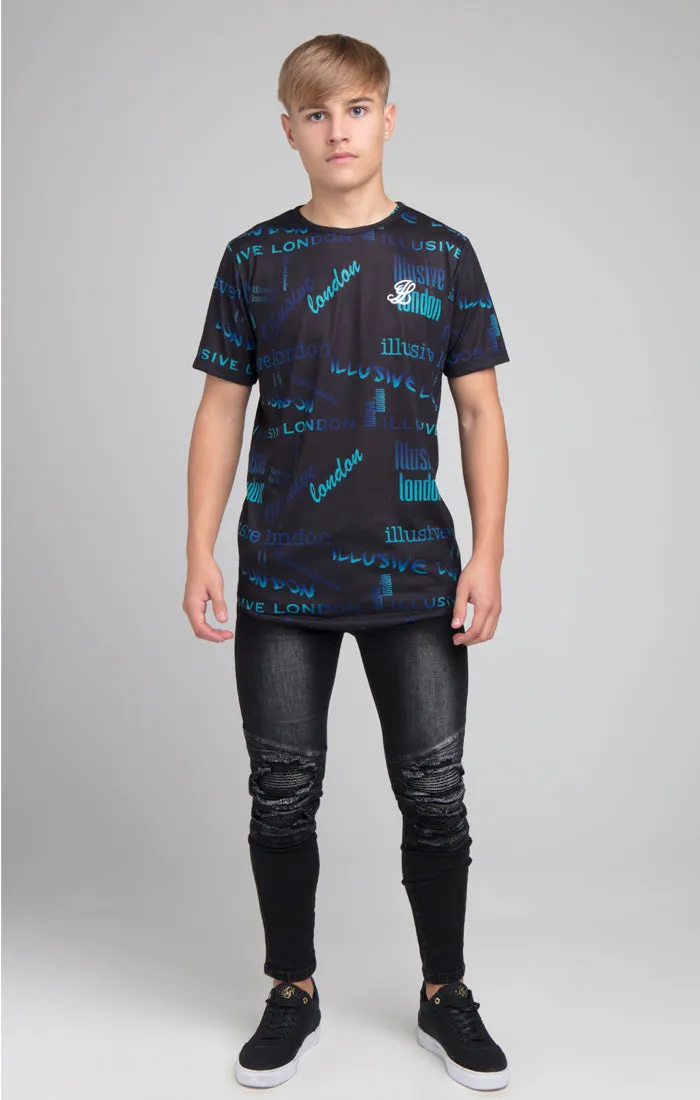 Boys Illusive Black Logo Printed T-Shirt sold by Siksilk product image thumbnail 3