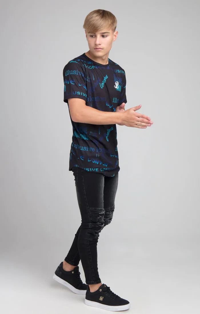 Boys Illusive Black Logo Printed T-Shirt sold by Siksilk product image thumbnail 4