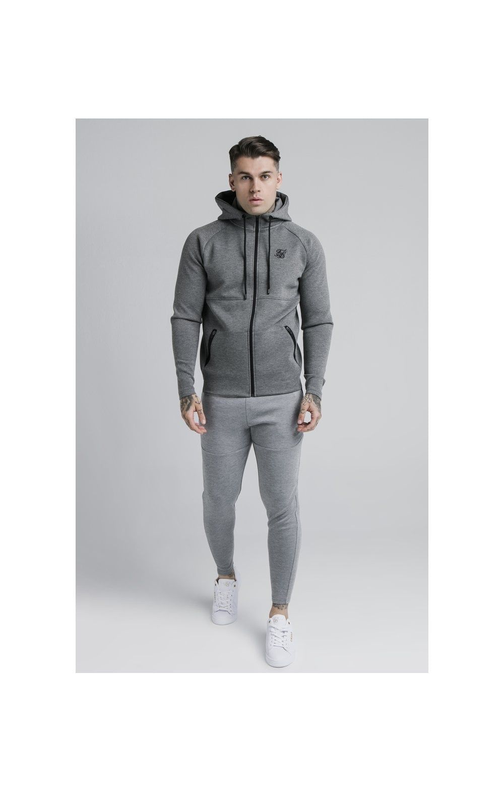 SikSilk Exhibit Zip Through Hoodie - Grey Marl sold by Siksilk product image thumbnail 5