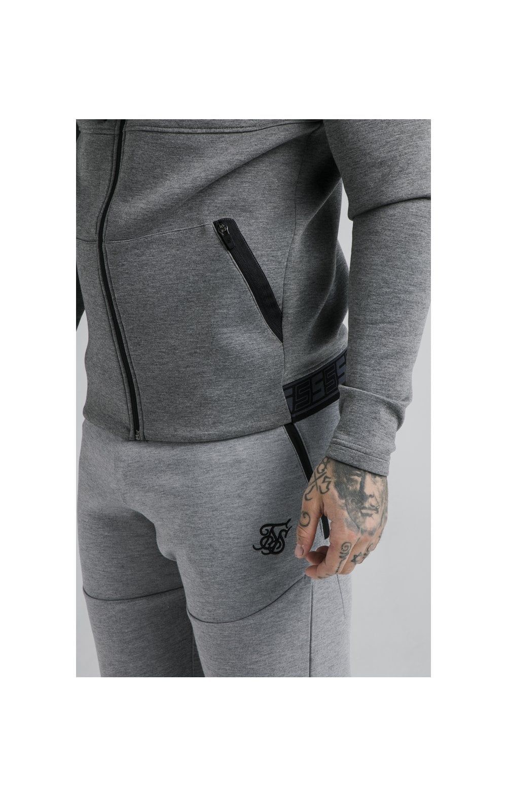 SikSilk Exhibit Zip Through Hoodie - Grey Marl sold by Siksilk product image thumbnail 3