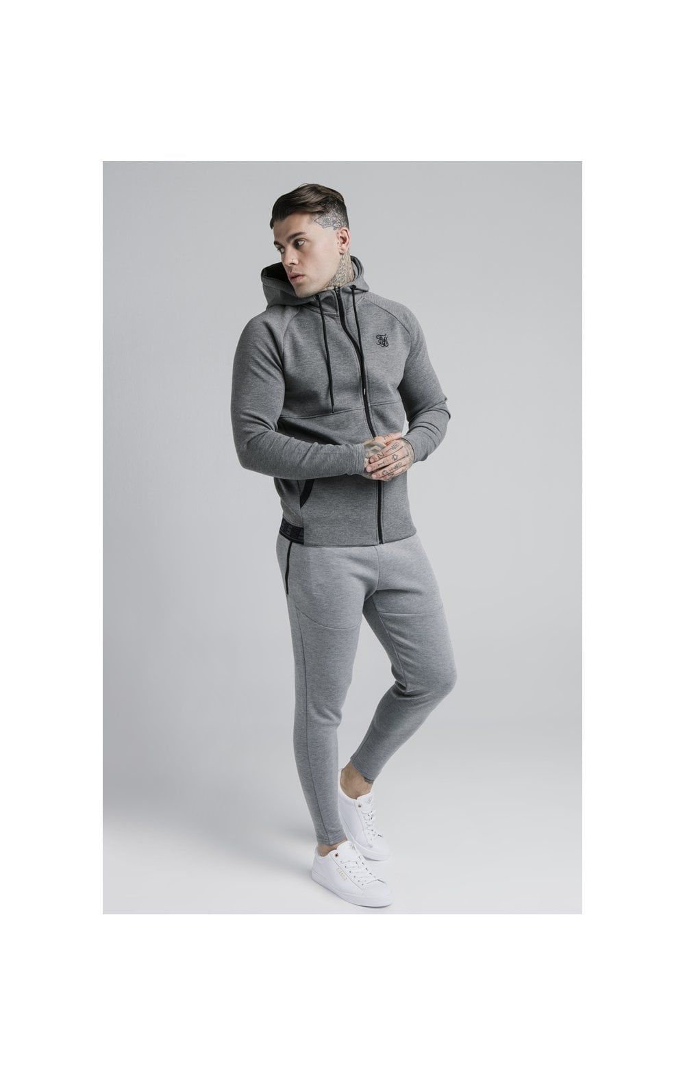 SikSilk Exhibit Zip Through Hoodie - Grey Marl sold by Siksilk product image thumbnail 6