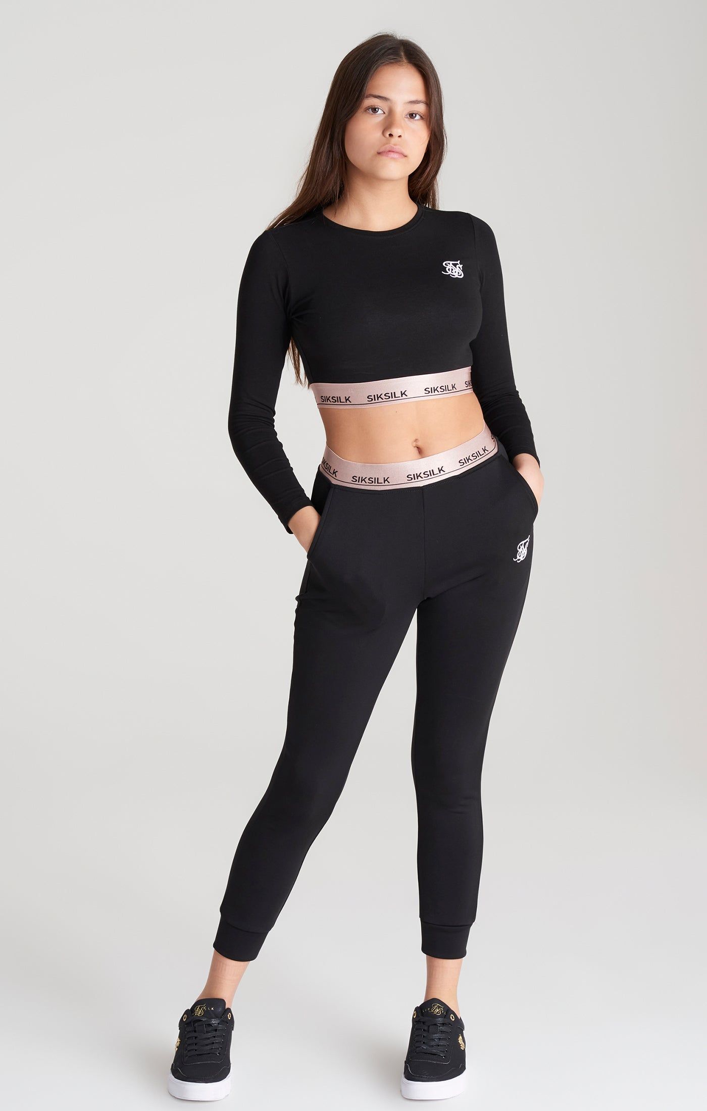 Girls Black Taped Track Pant sold by Siksilk product image thumbnail 4
