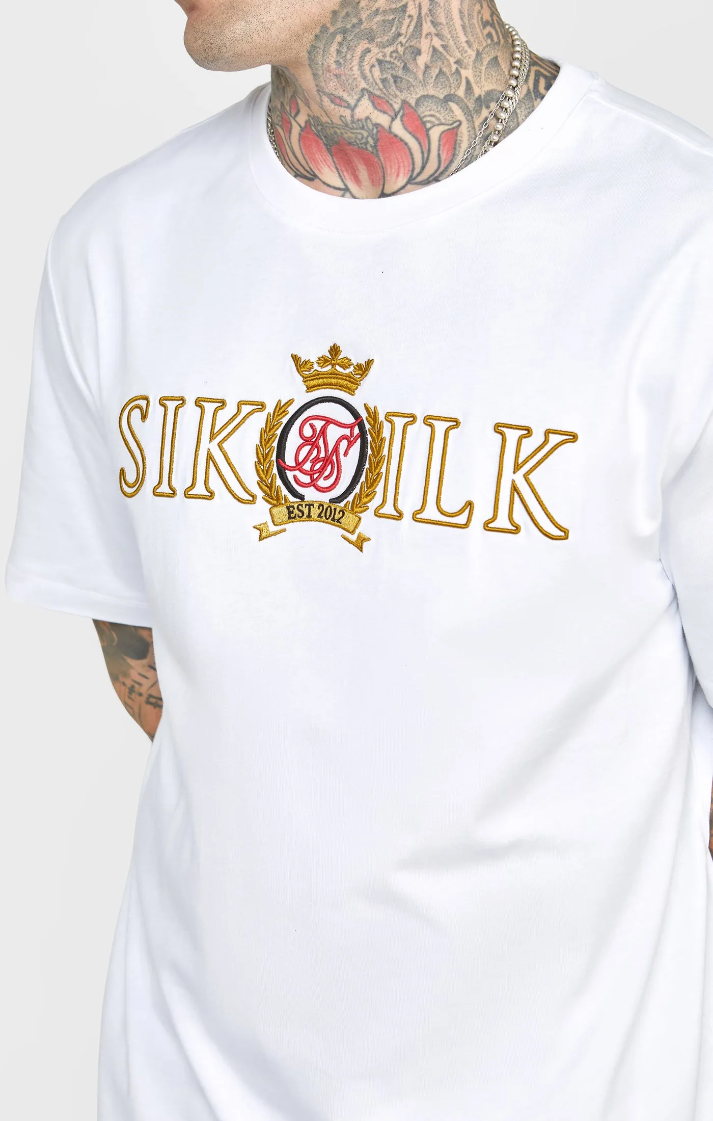 White Oversized Crest T-Shirt sold by Siksilk product image thumbnail 2