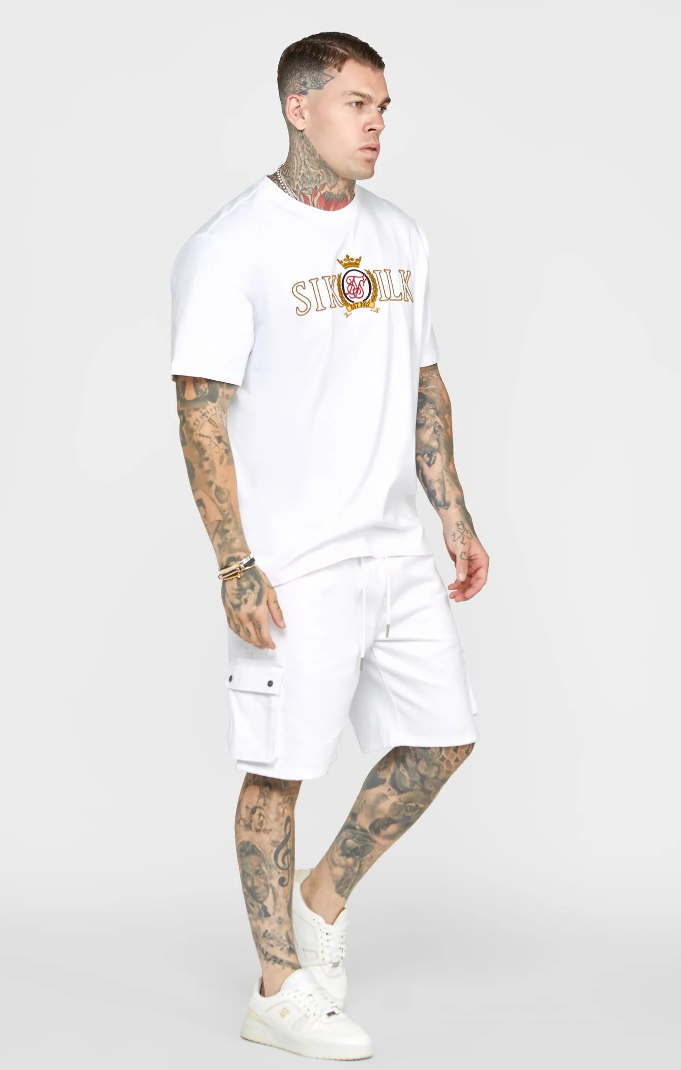 White Oversized Crest T-Shirt sold by Siksilk product image thumbnail 3