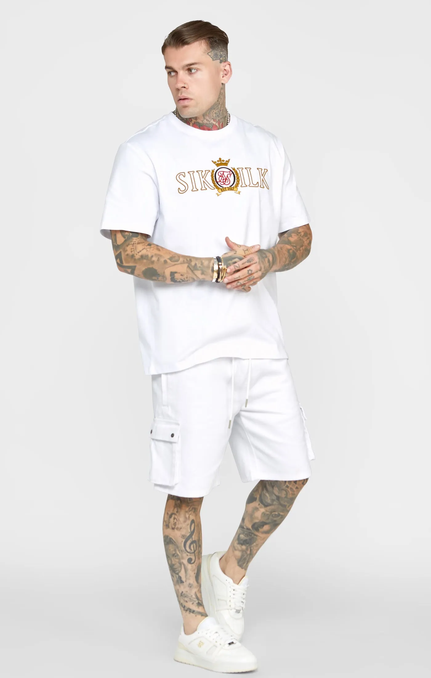 White Oversized Crest T-Shirt sold by Siksilk product image thumbnail 4