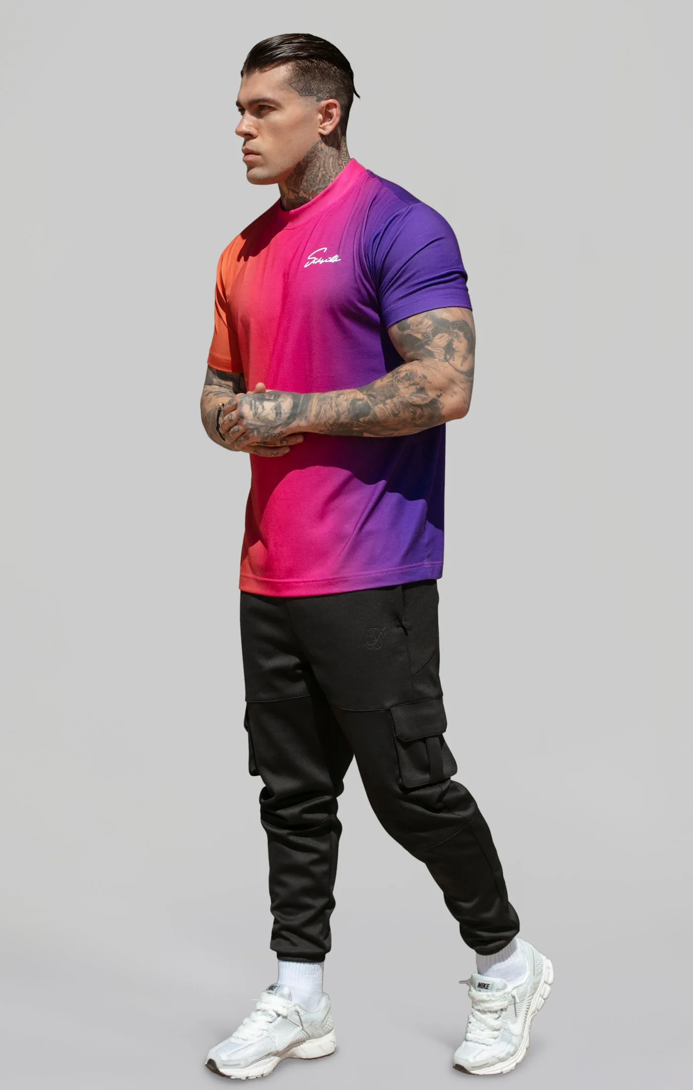 Pink Purple Script Fade T-Shirt sold by Siksilk product image thumbnail 4