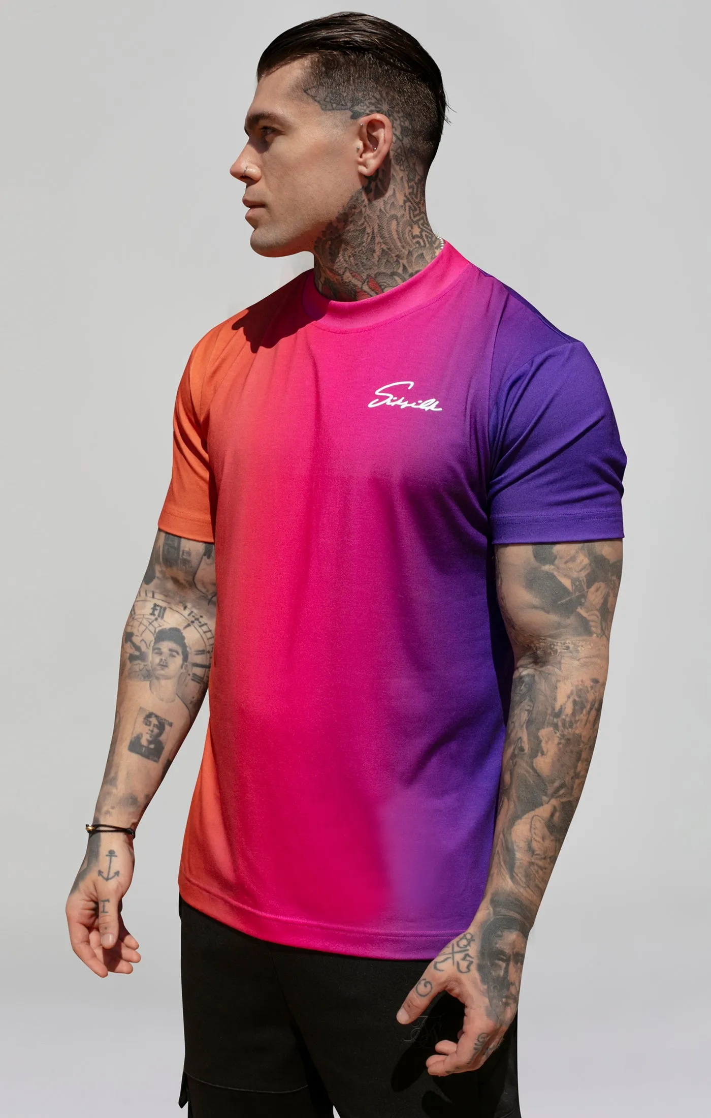 Pink Purple Script Fade T-Shirt sold by Siksilk