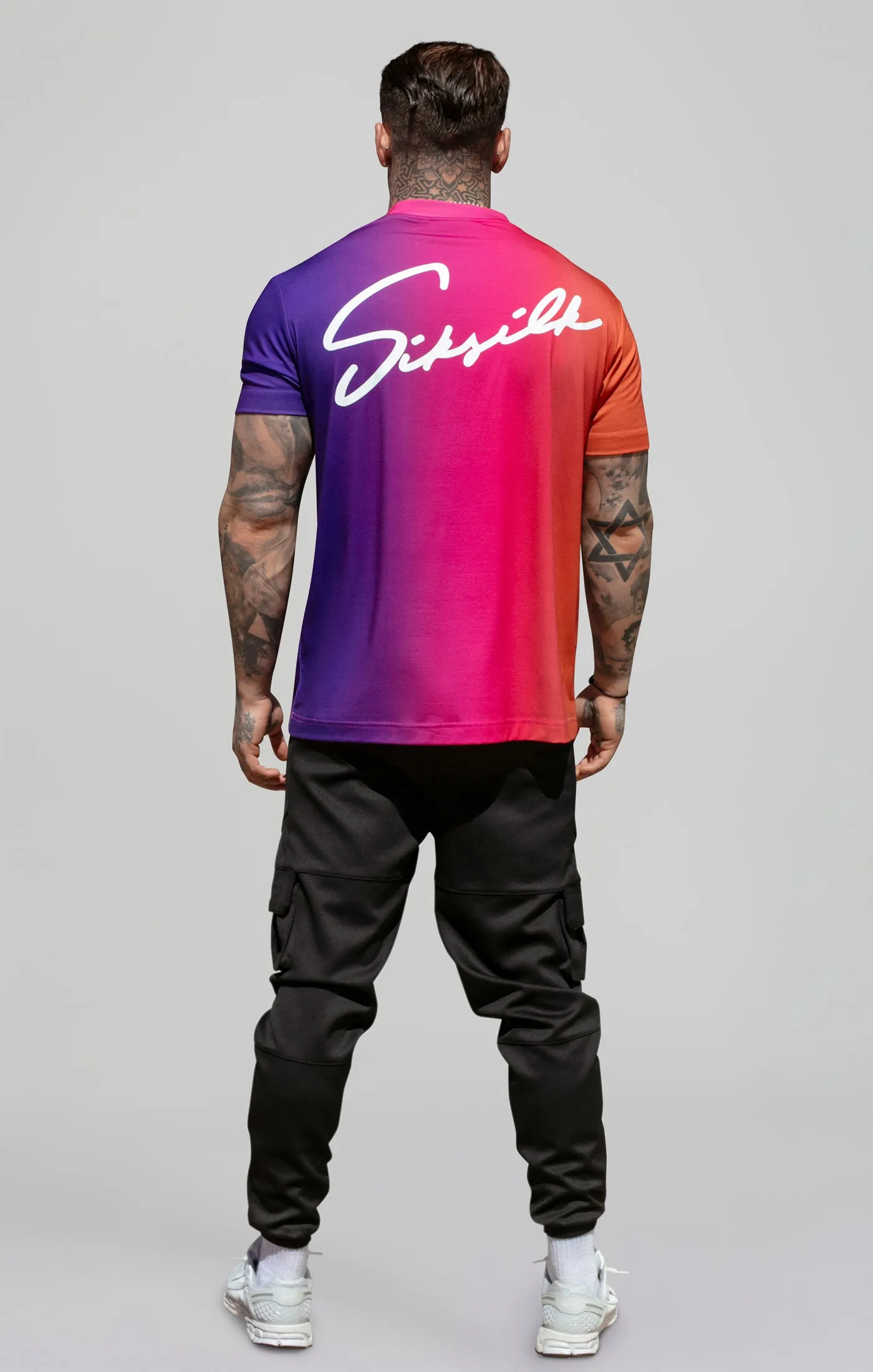 Pink Purple Script Fade T-Shirt sold by Siksilk product image thumbnail 5