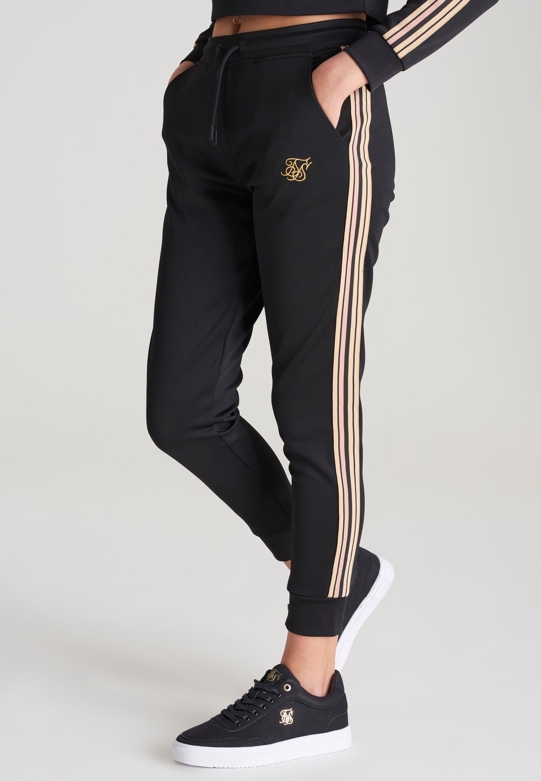 Girls Black Taped Track Pant sold by Siksilk