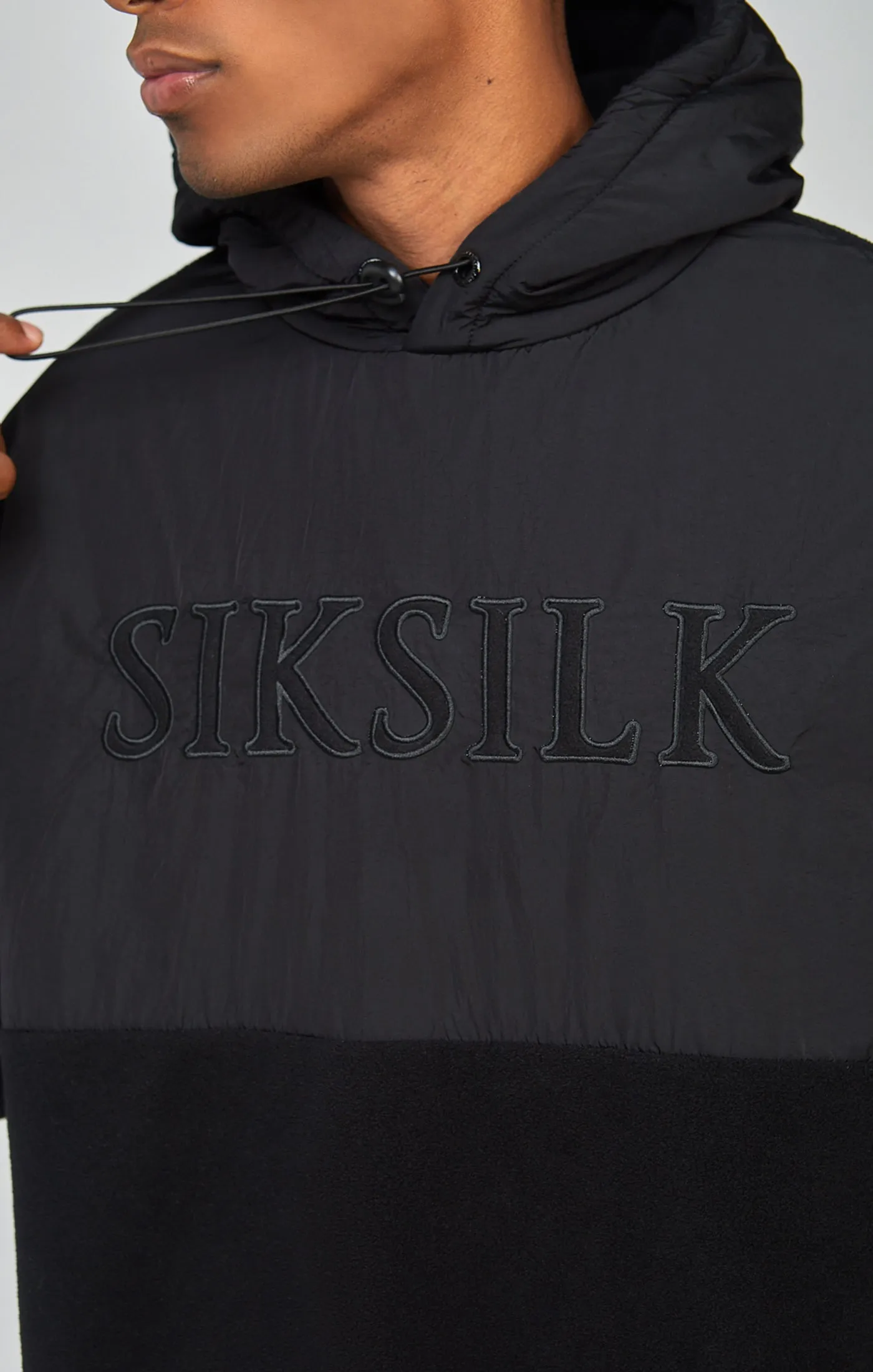 Black Polar Fleece Cut & Sew Overhead Hoodie sold by Siksilk product image thumbnail 2