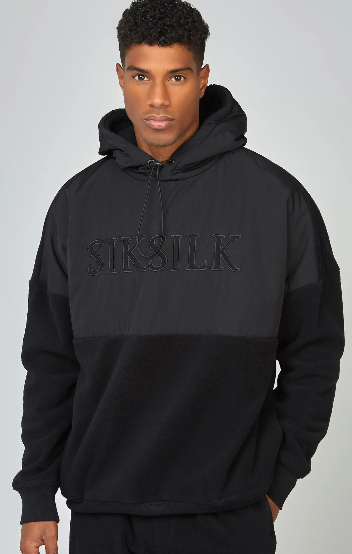 Black Polar Fleece Cut & Sew Overhead Hoodie sold by Siksilk