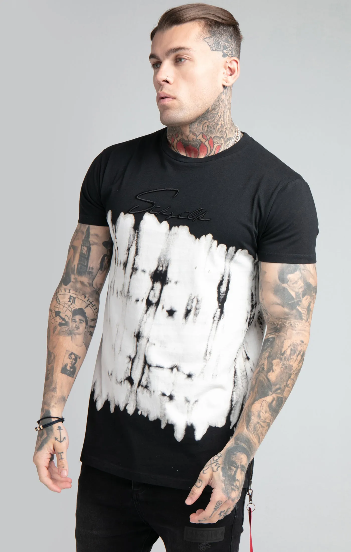 Black Tie Dye Flight Muscle Fit T-Shirt sold by Siksilk