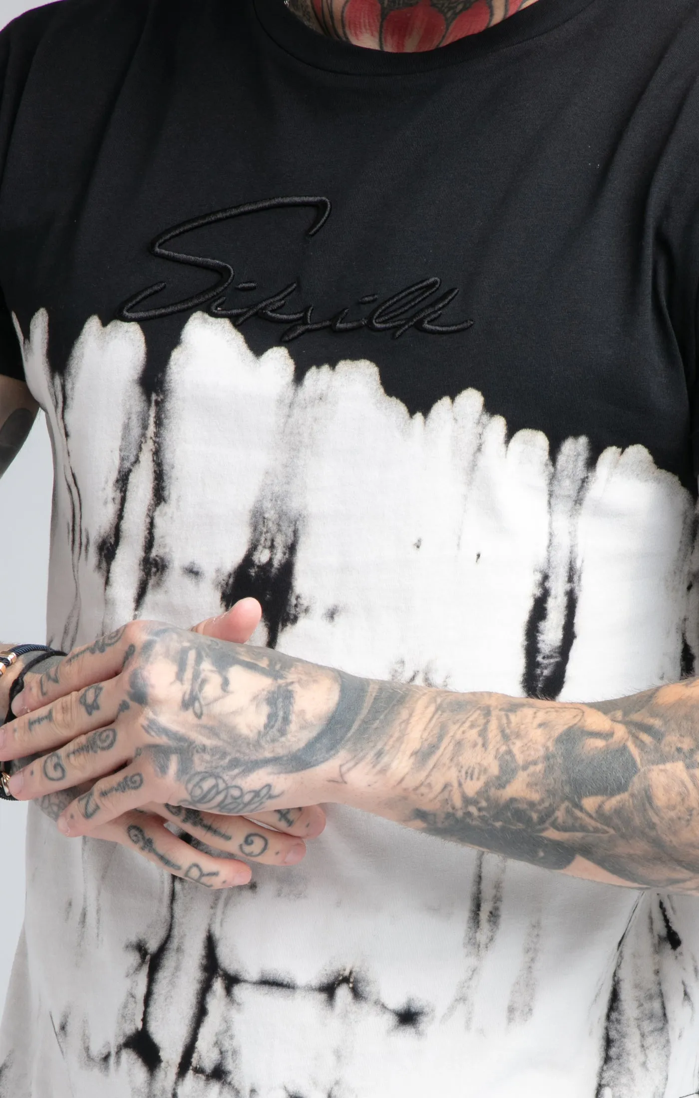 Black Tie Dye Flight Muscle Fit T-Shirt sold by Siksilk product image thumbnail 2