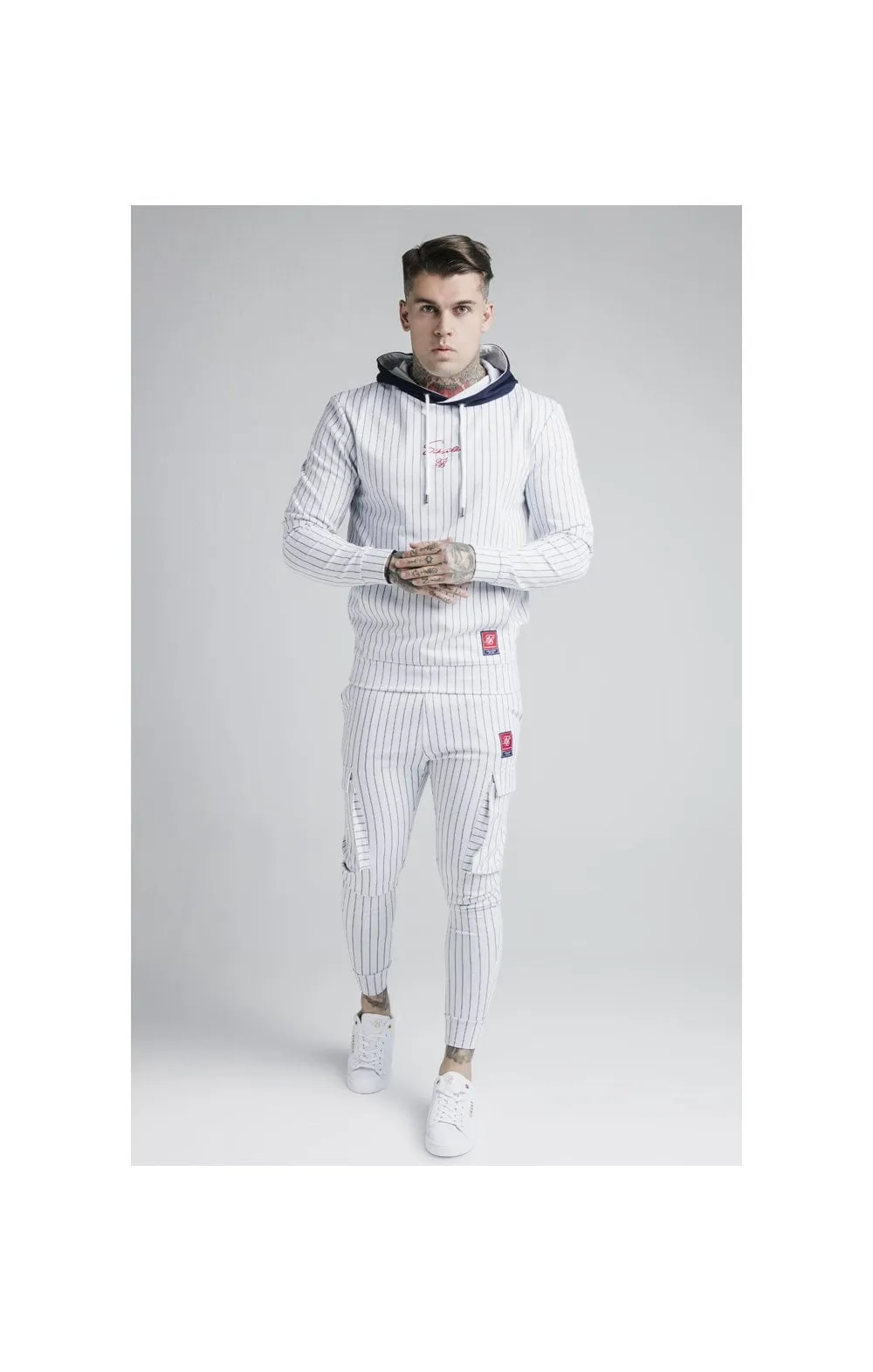 SikSilk Retro Sports Overhead Hoodie - Navy & White sold by Siksilk product image thumbnail 3