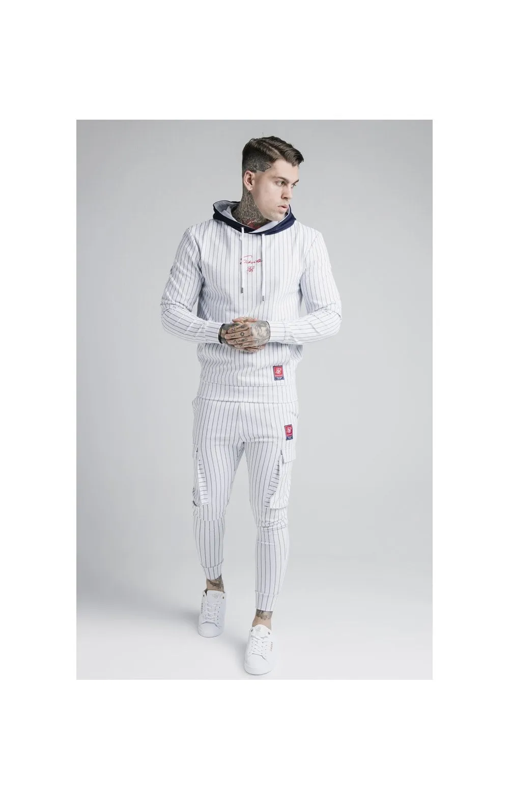 SikSilk Retro Sports Overhead Hoodie - Navy & White sold by Siksilk product image thumbnail 4