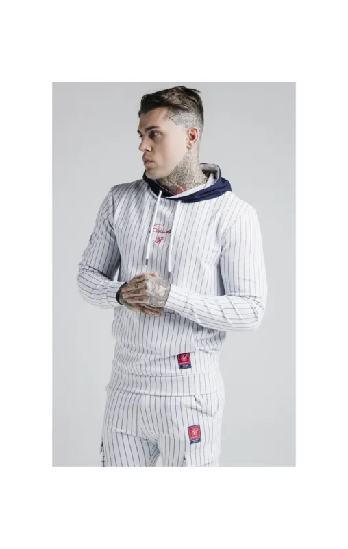 SikSilk Retro Sports Overhead Hoodie - Navy & White sold by Siksilk