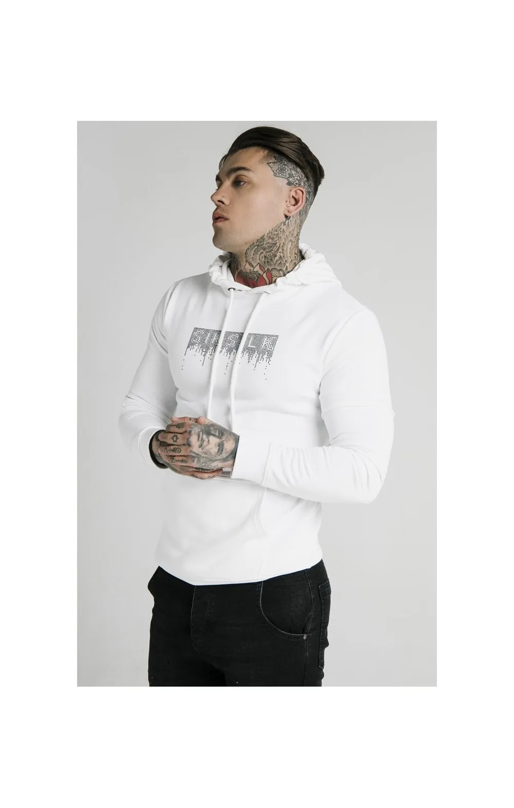 SikSilk Rhinestone Creep Overhead Hoodie – White sold by Siksilk