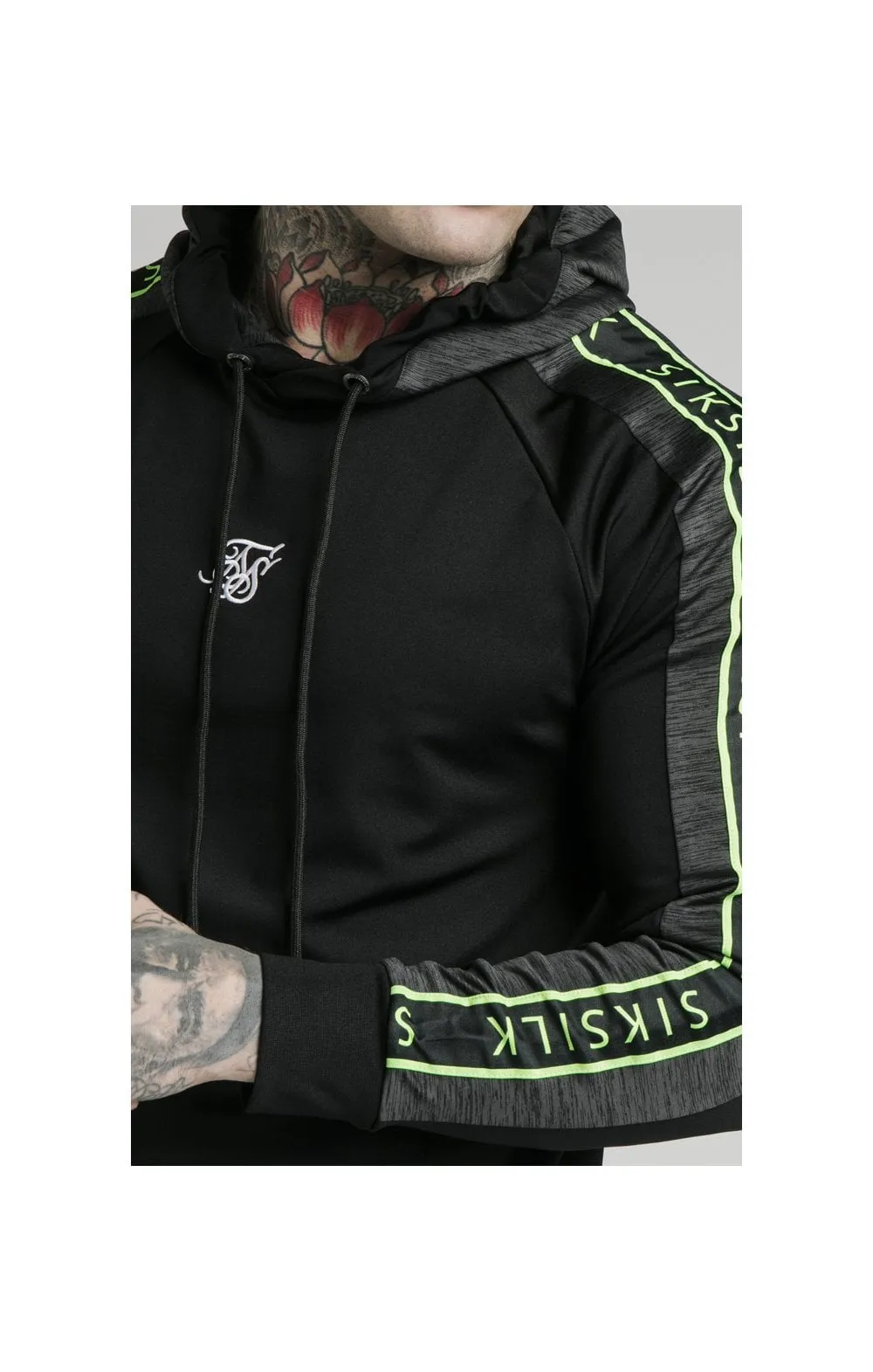 SikSilk Hyper Vapour Overhead Tape Hoodie - Black & Neon Fluro sold by Siksilk product image thumbnail 3
