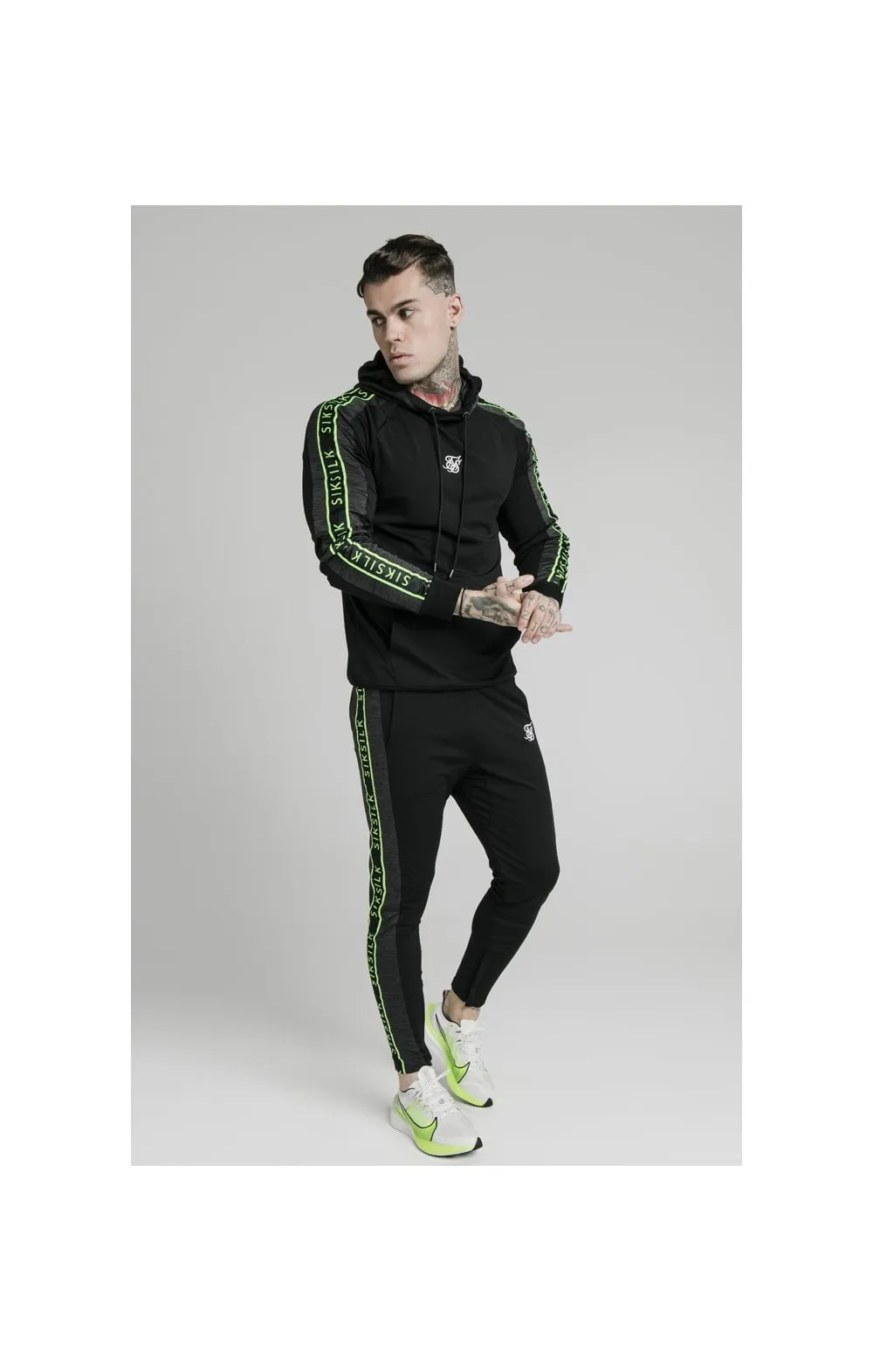 SikSilk Hyper Vapour Overhead Tape Hoodie - Black & Neon Fluro sold by Siksilk product image thumbnail 5