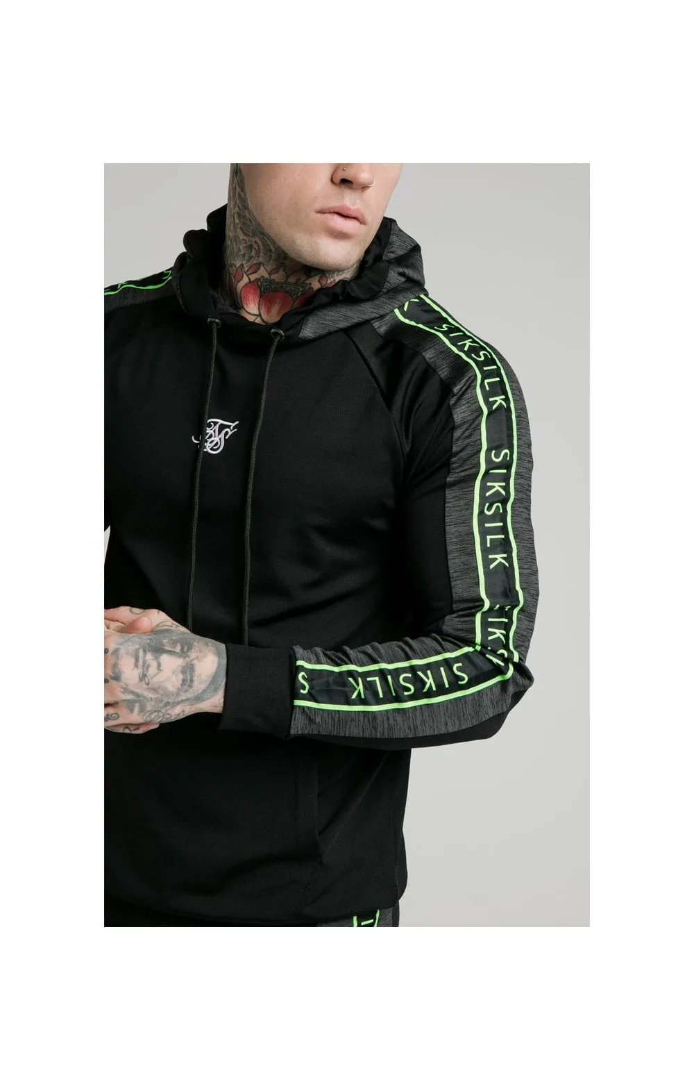 SikSilk Hyper Vapour Overhead Tape Hoodie - Black & Neon Fluro sold by Siksilk product image thumbnail 2