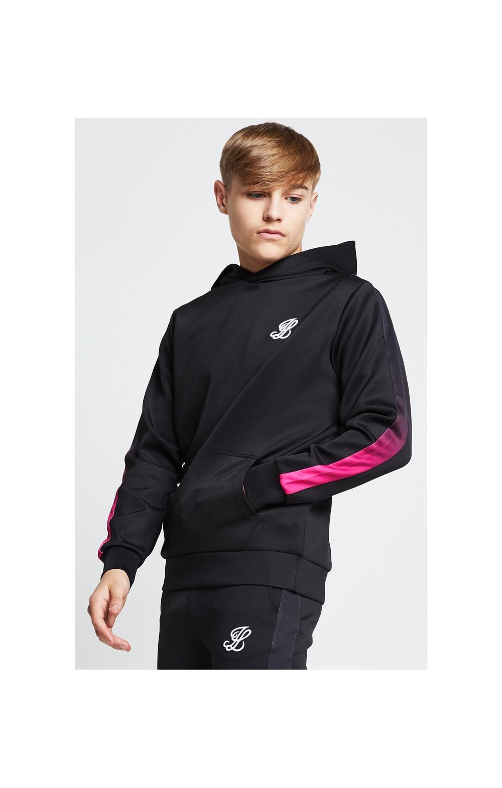 Illusive London Fade Panel Overhead Hoodie - Black & Pink sold by Siksilk product image thumbnail 2