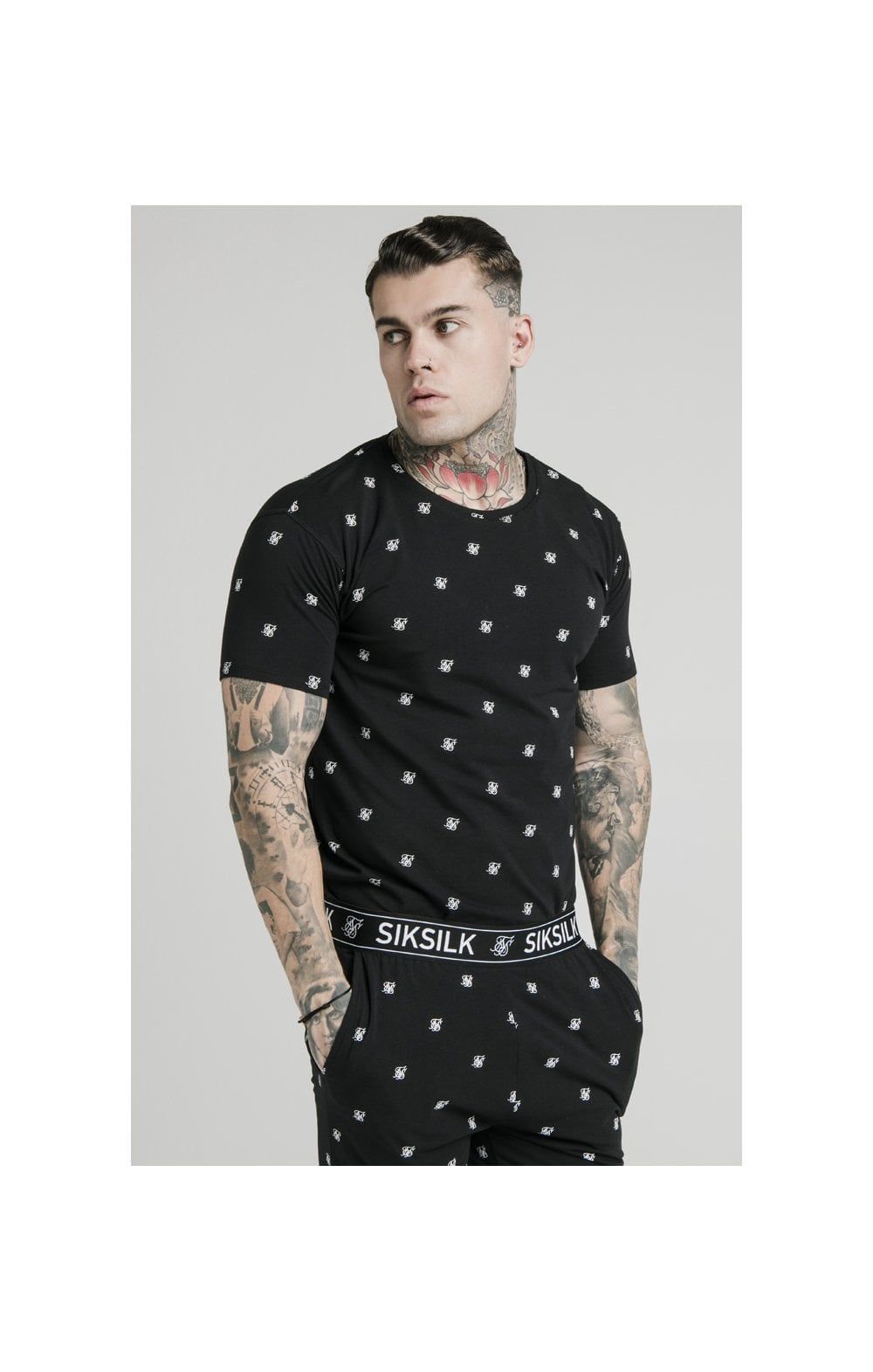 SikSilk Logo Lounge Tee – Black & Grey Marl 2 Pack - 1 Black tee & 1 Grey Marl Tee sold by Siksilk product image thumbnail 6