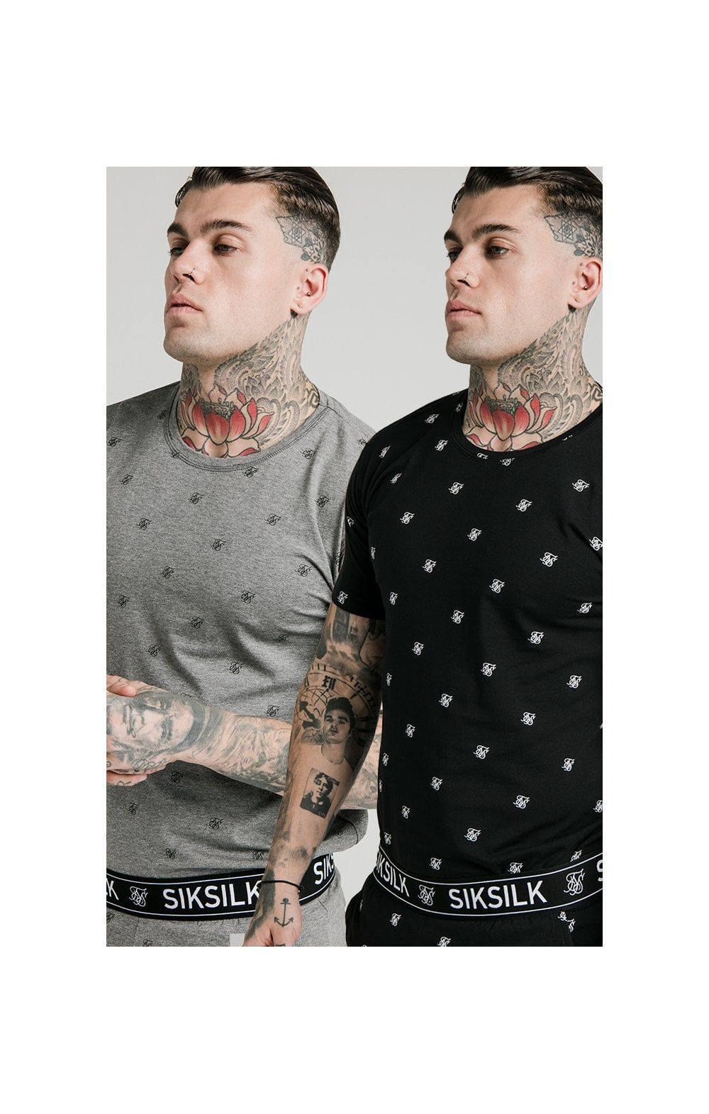 SikSilk Logo Lounge Tee – Black & Grey Marl 2 Pack - 1 Black tee & 1 Grey Marl Tee sold by Siksilk