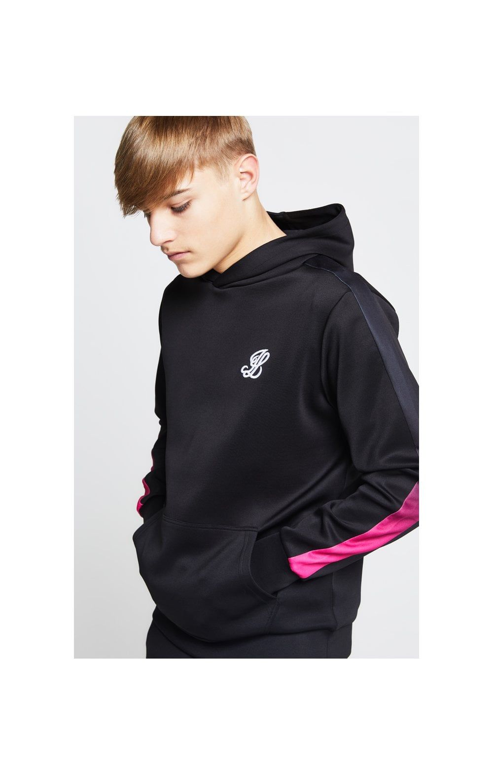 Illusive London Fade Panel Overhead Hoodie - Black & Pink sold by Siksilk product image thumbnail 4