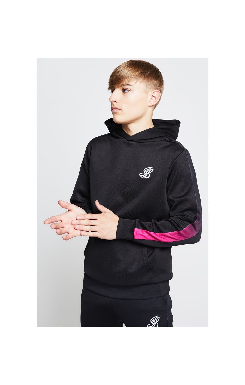 Illusive London Fade Panel Overhead Hoodie - Black & Pink sold by Siksilk