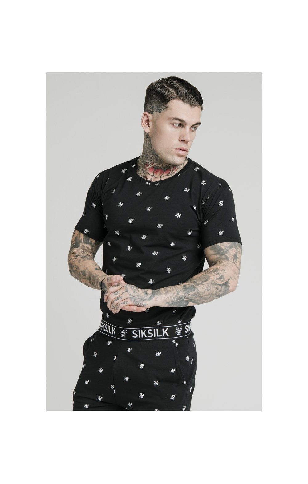 SikSilk Logo Lounge Tee – Black & Grey Marl 2 Pack - 1 Black tee & 1 Grey Marl Tee sold by Siksilk product image thumbnail 4