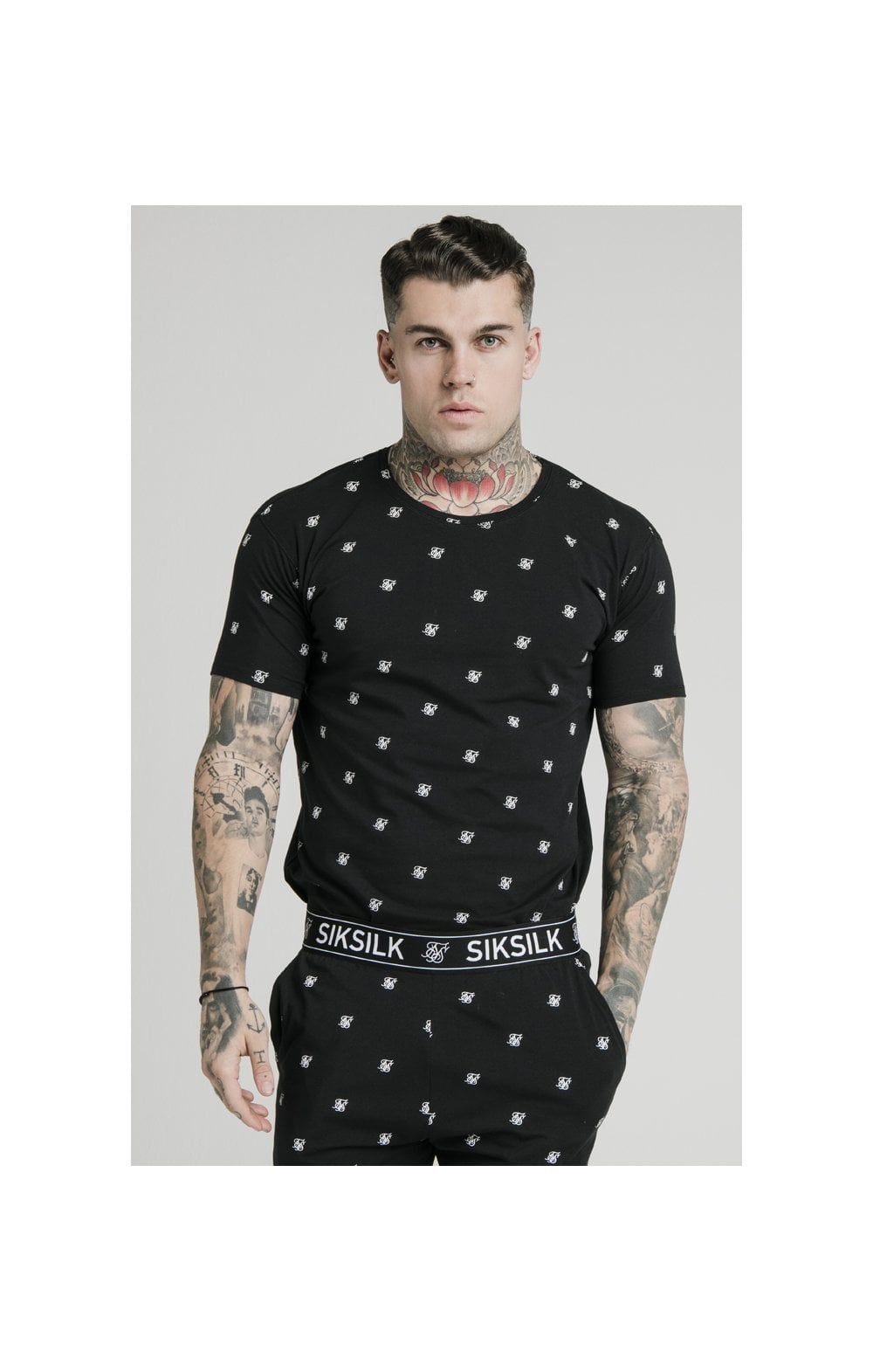 SikSilk Logo Lounge Tee – Black & Grey Marl 2 Pack - 1 Black tee & 1 Grey Marl Tee sold by Siksilk product image thumbnail 2