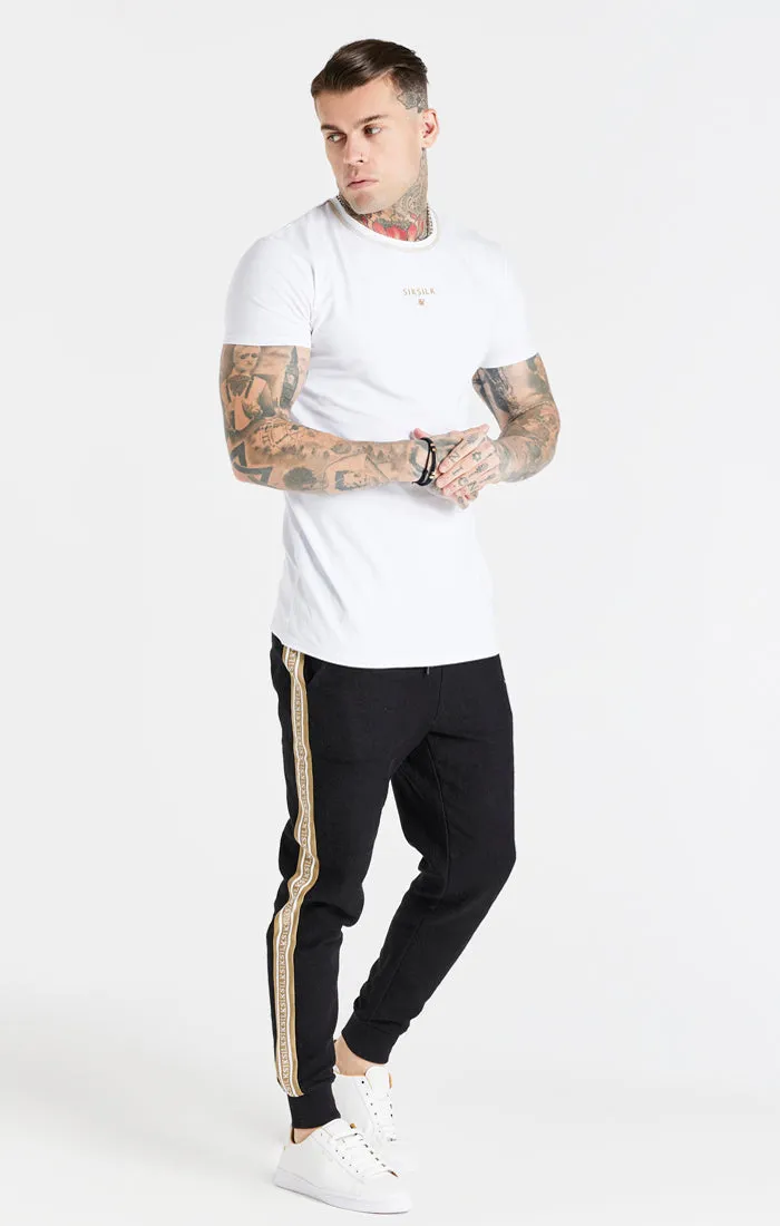 White Cover Stitch Muscle Fit T-Shirt sold by Siksilk product image thumbnail 4