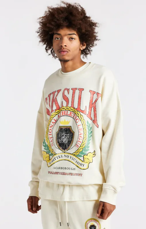 Ecru Varsity Oversized Sweatshirt sold by Siksilk