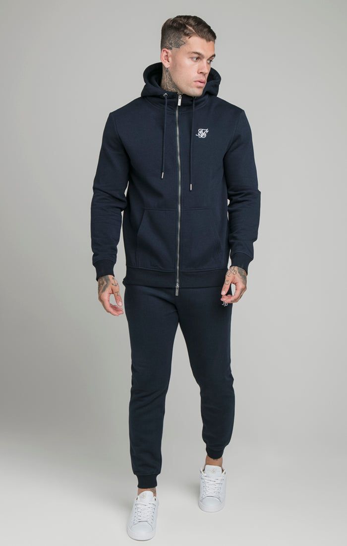 Navy Zip Through Funnel Neck Hoodie sold by Siksilk product image thumbnail 3